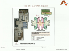 Floor Plan of Amolik Affordable Flats in Faridabad - 1 Bhk Type 3